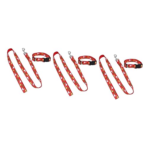 INOOMP 3 Sätze Kragen Kordelzug Hundegeschirr Gurt Weihnachtswelpenhalsband Weihnachtskatzenleine Trainingsleine Für Hunde Haustier Halskette Seil Hundegeschirre Hundehalsband Nylon von INOOMP