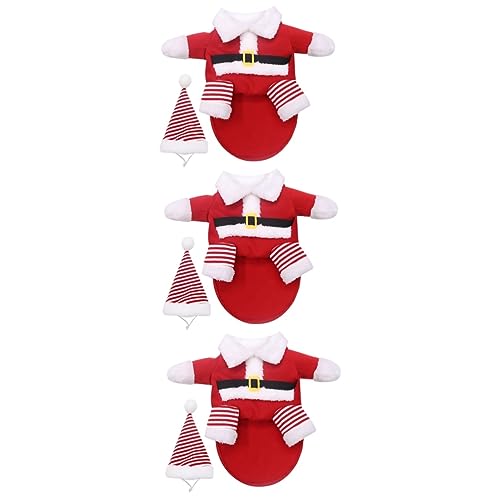 INOOMP 3 Sets Haustier Hund Weihnachten Biped Kleidung Set Hund Weihnachtskleidung Hundemantel Welpenpullover Hündchen Kapuzenpullover Lustiges Hundekostü Hundekleidung Hundekostüme Für von INOOMP