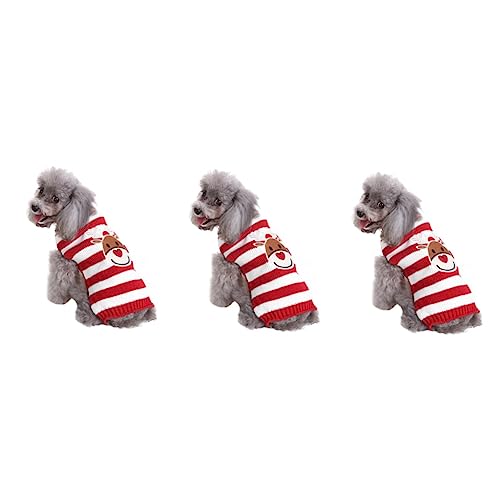 INOOMP 3 Stück Haustier Hundemantel Weihnachten Haustier Pullover Haustier Strickpullover Haustier Festliche Kleidung Hund Winterkleidung Welpenkleidung von INOOMP