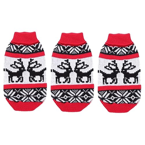 INOOMP 3 Stück Weihnachten Welpen Kleidung Haustier Strickpullover Haustier Rollkragenpullover Hund Winterkleidung Haustier Pullover Haustier Festliche Kleidung von INOOMP