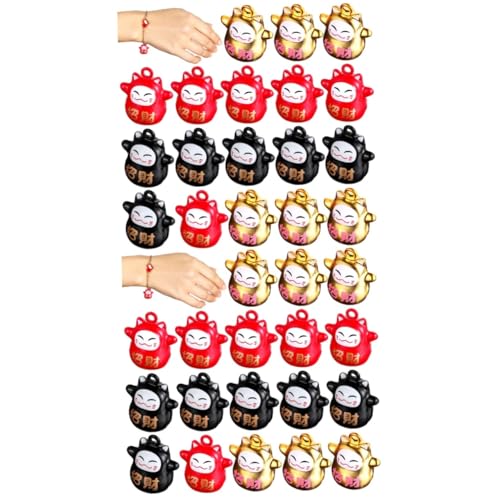 INOOMP 36 STK Glückliche Katze Japanische Reize Japanische Katze Japanischer Schmuck Maneki Neko Zauber Glocken Für Das Handwerk Glückskatze Schlüsselanhänger Katzenzauber Messing von INOOMP