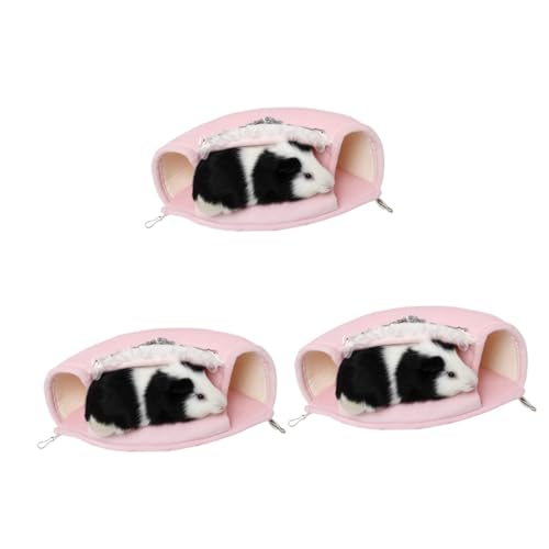 INOOMP 3St Hängematte für Hamster hamsterbett Hamster Spielzeug Kleintier Stoffbett Animal Toys Schlafsack für Kleintiere Igel-Schlafmatte Hamsterwiege Haustier hängendes Bett Rosa von INOOMP