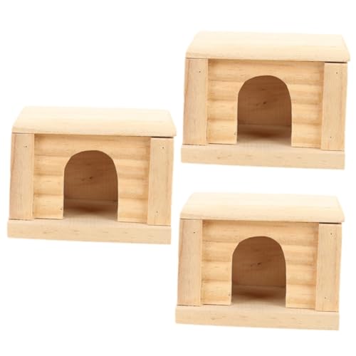 INOOMP 3St Hamsterhaus aus Holz Hamsternest Hamster Spielzeug Flat-Top-Hamster Haustierhütte Spielzeug für Hamsternester Hamsterspielzeug aus Holz Hamster Hütte Bambus von INOOMP