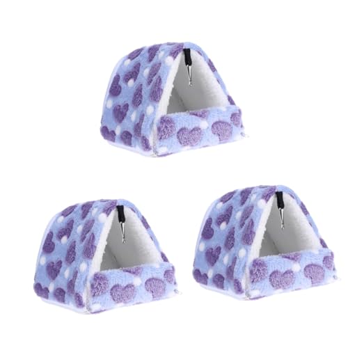 INOOMP 3St Hamsterhausbett meerschweinchen Bett Hamsternest Hamster Winternest Winterbettwäsche Guinea-Bett haustierbett pet Bed Schlafsack Spielzeug kleines Tierbett Hamsterkäfig Violett von INOOMP