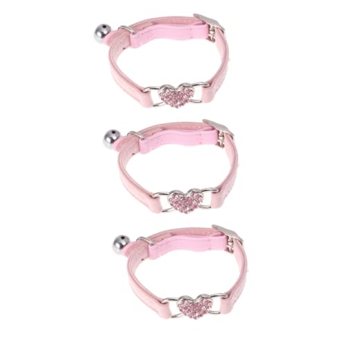 INOOMP 3St Haustier Hundehalsband Verstellbarer Kragen Liebe Pagodenaquariendekoration Strasssteine Welpenhalsband Haustier Hund Katze Halsband elastisch Wasser Diamant Rosa von INOOMP