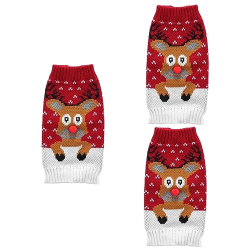 INOOMP 3St Haustier-Partykostü Weihnachts hundepullover Dog Christmas Sweater Hundepullover Rentierdesign Welpenkleidung Warmer Hundepullover Partykleidung für Haustiere Party-Hundetuch von INOOMP