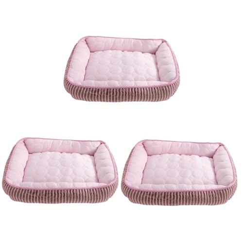 INOOMP 3St Haustier kühles Nest Hund hochbett Haustierzubehör Floor mat fußbodenmatte pet Bed katzenhöhle Kühlkissen für Hunde Bodenmatte für Haustiere Cooles gefühl Cooles Pad Stoff Rosa von INOOMP