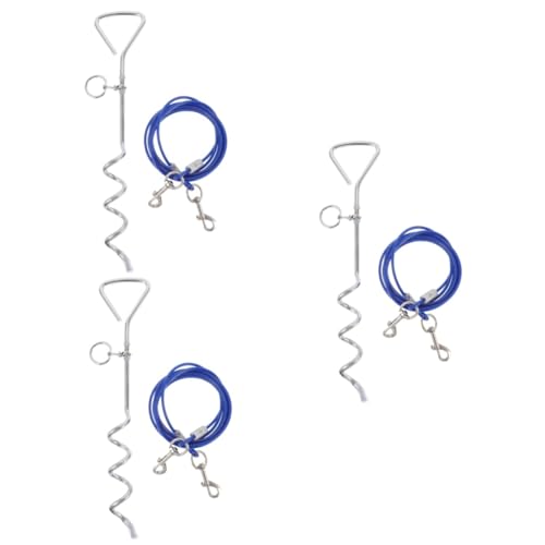 INOOMP 3St Haustierleine Hunde-Auslaufkabel Hundeleine mit Stahlseil Hund Ankerspitze Trainingsleine für Haustiere keilriemen Welpe Spiralpflock für Hunde Haustier-Erdspieß Hündchen von INOOMP