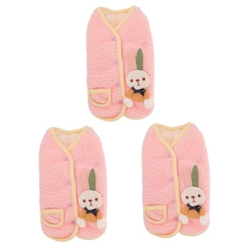 INOOMP 3St Haustierweste Hundekleidung wintermäntel Dog Clothes Funky Muskelshirt Tanktops Hundebekleidung warme Welpenkleidung Volksbrauch Haustierkleidung Italien Hase Mantel Stoff Rosa von INOOMP