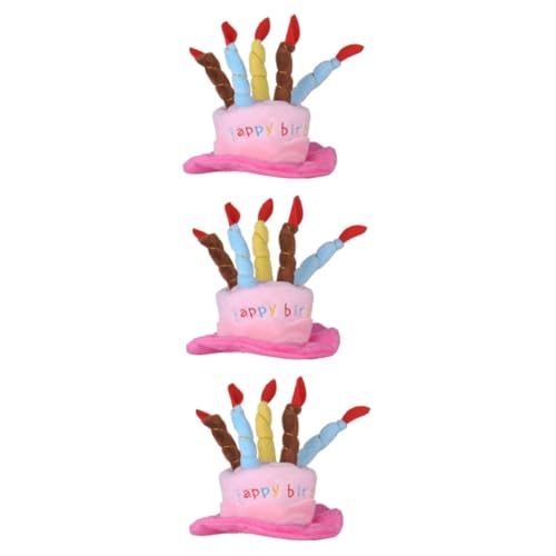 INOOMP 3St Hundegeburtstagsmütze Hund bd Partyhut mit Kuchen Partei Brauch Hüte Haustier Alles zum Geburtstag Partyhut Hundegeburtstagshut mit Kuchenkerzendesign einbiegen in Rosa von INOOMP