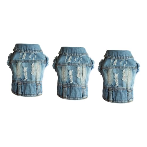 INOOMP 3St Hundekleidung Weste für Hunde Kleidung Weste Bekleidung Jeans Weste Jeansweste Winter Kleid Kleider Haustier Hund Jacke Haustierkleidung Winterkleidung Denim kleine Weste von INOOMP