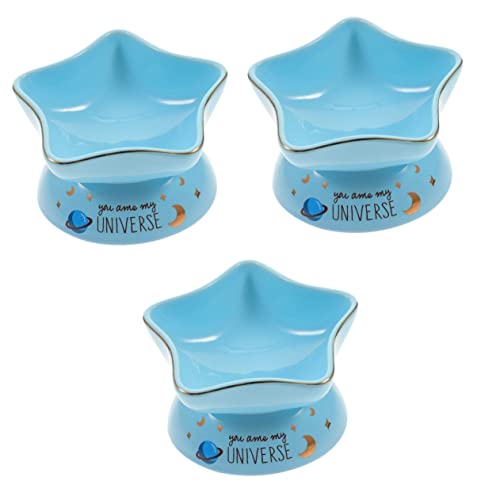 INOOMP 3St Katzenschüssel aus Keramik praktischer Katzennapf Katzennäpfe für drinnen pet Water Bowl katzenfutter schüssel Hundenäpfe Futternapf für Katzenhaus Katzenfutterhalter Sky-Blue von INOOMP