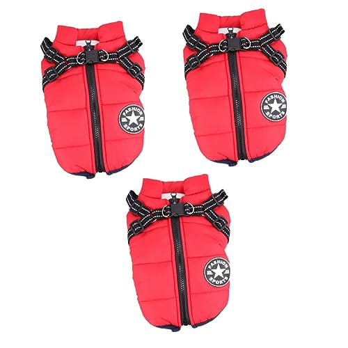 INOOMP 3St Winterkleidung für Haustiere Hundewesten für kleine Hunde Winterbekleidung für Hunde kleine hundekleidung hundejacke Hunde Jacke Hund Tuch Winterweste für Haustiere rot von INOOMP