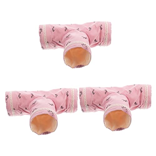 INOOMP 3st Hamster-tunnelnest Kleiner Haustier-spaß-Tunnel Hamsterspieltunnel Eichhörnchenbett Tunnel Zum Verstecken Von Haustieren Meerschweinchen Tierheimhütte Polyester Baumwolle Rosa von INOOMP