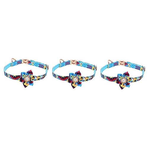 INOOMP 3st Haustierhalsband Halskette Mit Katzenhalsband Welpen Katze Krawatte Hundehalsketten Für Kleine Hunde Personalisiertes Katzenhalsband Blumen- Nylon Kanton Metallknopf von INOOMP