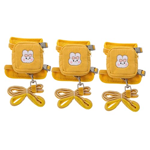 INOOMP 3st Rucksack Für Haustiere Hundegeschirr Welpen Rucksack Freihändige Hundeleine Für Kleine Hunde Haustier Weste Rucksack Hundeleine Rucksack Hunderucksack Polyester Yellow von INOOMP