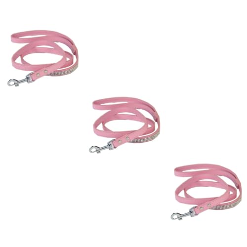 INOOMP 3st Trainingsleine Für Hunde Kleine Hundeleine Bausätze Hundehalsbänder Für Kleine Hunde Weiblich Hundehalsbänder Für Mittelgroße Hunde Mit Strass Gehen Rosa Halsband Strasssteine von INOOMP