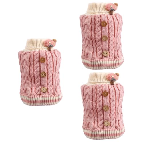 INOOMP 3st Welpenweste Aus Baumwolle Warmhaltender Hundepullover Herbst-Winter-Outfit Outdoor-haustierweste Hunde-Winter-Hoodie Rollenspielkostüm Schneeanzug Rosa Mittlerer Hund Stoff von INOOMP