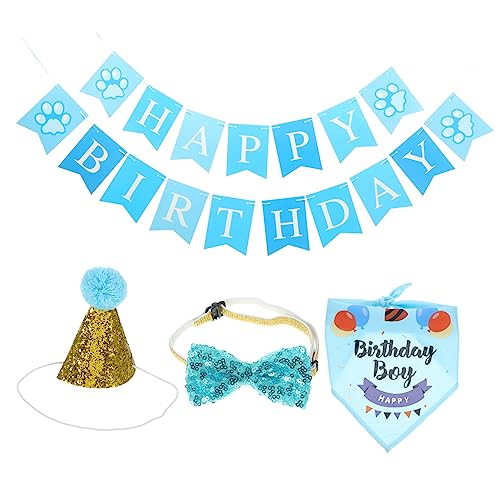 INOOMP 4 Sets Katze Geburtstag Geburtstag Party Dekoration Katzenhalsband Happy Birthday Banner Happy Birthday Dekorationen Happy Birthday Party Hintergrund Geburtstagsbanner Für Katze von INOOMP