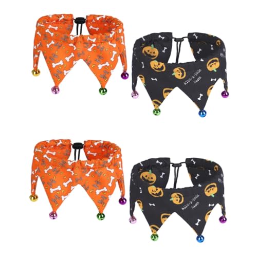 INOOMP 4 Stück Halloween Haustier Verstellbares Halsband Verstellbare Welpenhalsbänder Für Streu Katze Fliege Kragen Haustierzubehör Geisterkragen Stirnband Krawatte Polyester Einstellbar von INOOMP