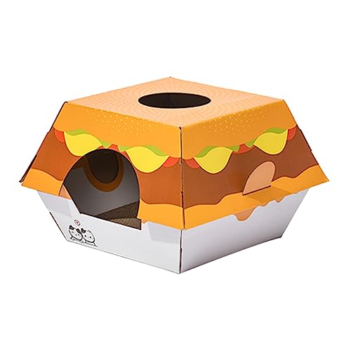 INOOMP 4 Stück Hamburger Katzennest Kätzchen kratzt Hundezelt Katzenbett haustierbett Spielzeug Katzensachen Kätzchenbett drinnen Hauskatze Lieferungen Karton Katzenkratzer Wellpapier von INOOMP