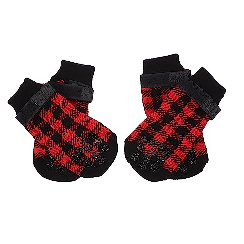 INOOMP 4 Stück Haustier socken Weihnachtshaustier Pfotenschutz - warmes Slip-Schuhwerk socken für hundepfoten hundesocken sockenschuhe Kratzfeste Socken für Haustiere Schuhe für Hunde von INOOMP