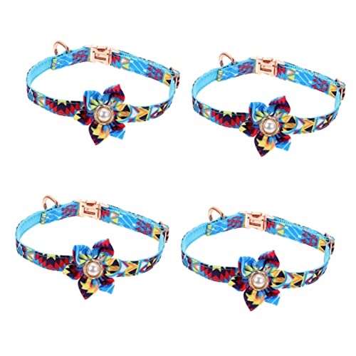 INOOMP 4 Stück Haustierhalsband catchring festlich Party Sachen قرآن Hundehalsketten für kleine Hunde Hundehalsband Katzenhalsband personalisiert Katzenhalsbänder die Blumen Kanton Nylon von INOOMP