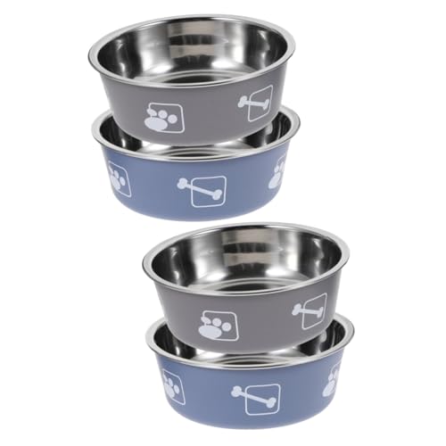 INOOMP 4 Stück Haustiernapf aus Edelstahl pet Feeder pet Water Bowl Hundenäpfe Indoor Hundenapf Futternapf für Hunde rostfreier Futterautomat für Welpen rostfreier hundefutterautomat von INOOMP