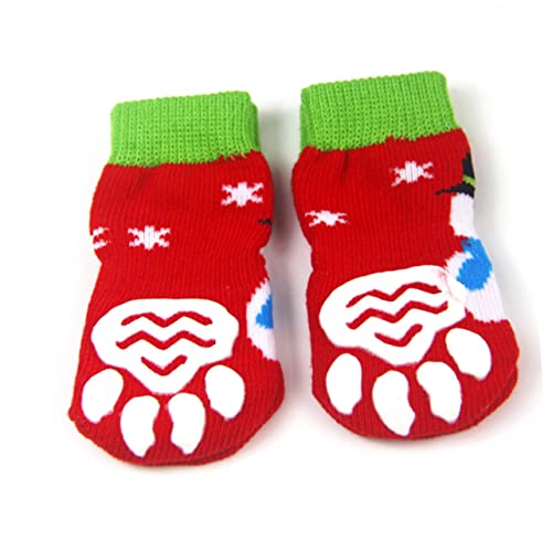 INOOMP 4 Stück Haustiersocken Weihnachtshundesocken Welpensocken Baumwollsocken Für Haustiere Warnschilder Für Spielzeug Kleine Hundesocken Hundezehengriffe Haustierzubehör Der Hund Rot von INOOMP