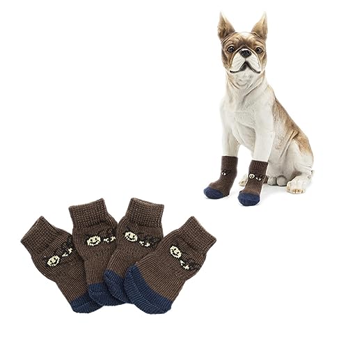 INOOMP 4 Stück Haustiersocken pet Supplies haustierbedarf Rutschfester Pfotenschutz Cartoon-Socken warme Socken sockenschuhe Cartoon-Hundesocken Baumwollsocken für Haustiere warm halten von INOOMP