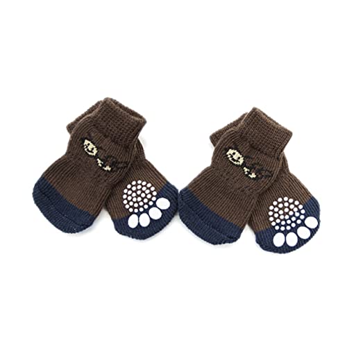 INOOMP 4 Stück Haustiersocken rutschfeste Katzensocken Atmungsaktive Socken Für Haustiere Cartoon-hundesocken Bedruckte Socken Hundesocken Für Drinnen Hundestiefel Anti-Griff Hündchen von INOOMP