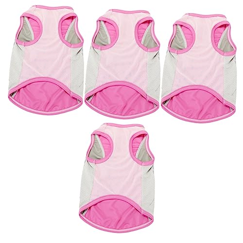 INOOMP 4 Stück Kühlweste Für Haustiere Brustgurt Für Haustiere Katzen Gestreifte Jacken Sommerweste Sommerliche Hundeweste Welpenkleidung Bulldogge- Rosa Schmücken Kätzchen Polyester von INOOMP