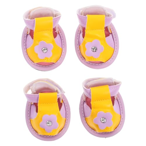 INOOMP 4 Stück Sandalen für Hunde Hundeschuhe für Mädchen Hundesandalen für heiße Straßen Atmungsaktive Haustiersandalen Sommerliche Haustierpfoten-Sandalen kleine Hundeschuhe Pu von INOOMP