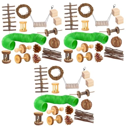 INOOMP 45 STK Haustierspielzeug Aus Holz Futterspielzeug Für Papageien Zähneknirschen Spielzeug Puzzle-Spielzeug Vogeltrick-trainingsspielzeug Hängematte Hölzern Plastiktunnel Abspielen von INOOMP