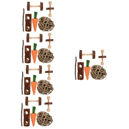 INOOMP 5 Sätze Hölzern Käfig-Hamster-Spielzeug Hamsterzubehör Hasen-Accessoires Spielzeug Zum Oralen Beißen Haustier Spielzeug Chinchilla-kaustangen Spielset Aus Holz Apfelzweig Papagei von INOOMP