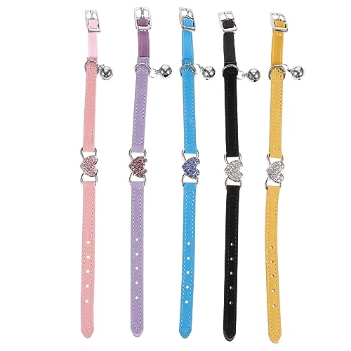 INOOMP 5st Haustierhalsband Halskette Katzenhalsband Mit Glocke Katze Strass Halsband Katzenhalsbänder Personalisiert Welpenhalsband Kopftuch Aus Strass Polyester Liebe Haustierzubehör von INOOMP