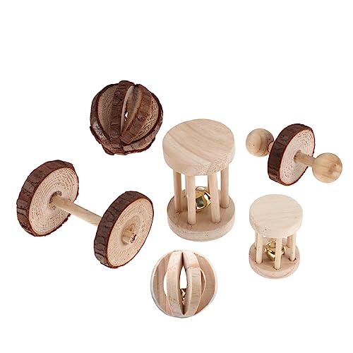 INOOMP 6St Zahnpflegespielzeug für Haustiere Hochzeit mit Hundeschleier Futterspielzeug für Vögel Hamster Spielzeug hamsterspielzeug Spielset aus Holz Spielzeuge Holzhanteln für Haustiere von INOOMP