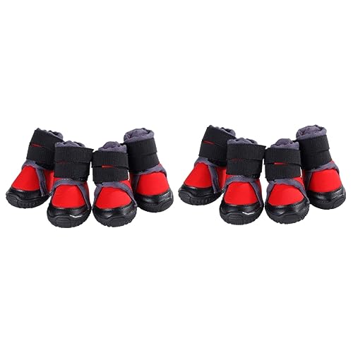 INOOMP 8 STK Hundeschuhe Schuhe Haustierschuhe Outdoor-Schuhe Für Hunde rutschfeste Outdoorschuhe Warme Schuhe Für Mittlere Und Große Hunde Haustierschuhe Für Mittlere Und Große Hunde Rot von INOOMP