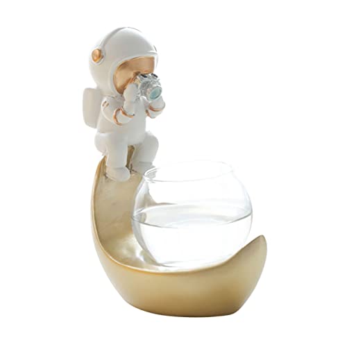 INOOMP Astronauten-Aquarium Blumenbehälter Pflanzen Hydrokultur Pflanzer Blumendekor Pflanzenstützen Hydroponischer Blumentopf Hydroponische Pflanzvase Nordische Vase Golden Harz von INOOMP