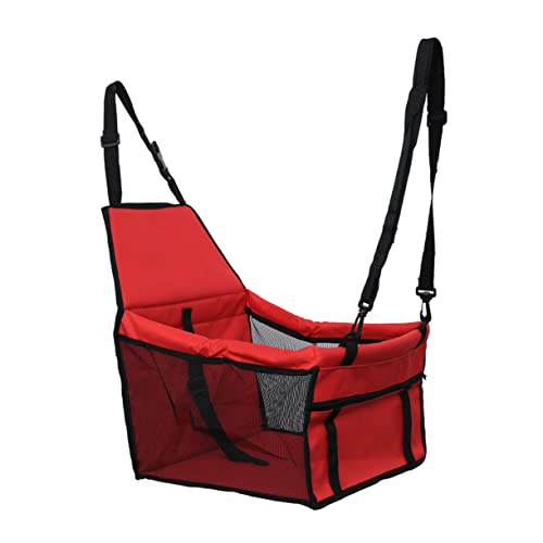 INOOMP Autotasche Für Hunde Haustier Hundeträger Reisetasche Für Kleine Hunde Hund Auto Netztasche Katze Hängender Auto-Booster Hundeauto-mesh-Organizer Autositzträger Reise-Booster Rot von INOOMP