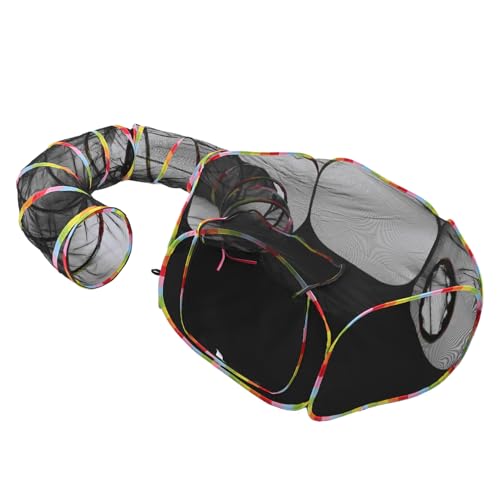 INOOMP Faltbarer katzentunnel faltbares katzenhaus Outdoor Katzenhaus katzenzelt Kleintier Zelt Katzenlaufstall im Freien Spielgehege für Katzen Kleintierlaufstall Polyester-TAFT Black von INOOMP