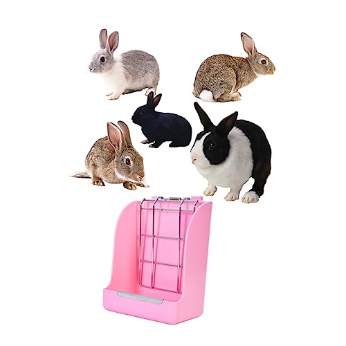 INOOMP Grasständer Futterstelle Für Kaninchen Kaninchenkrippe Chinchillagras Futterautomat Für Chinchillas Meerschweinchen Futter Futterautomat Für Hamster Hasengrasregal Rosa von INOOMP