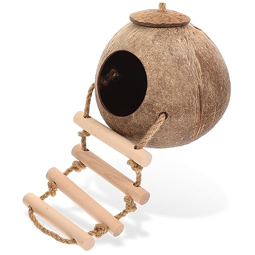 INOOMP Hamster Kokosnussschalen Nest Haustierkäfig Spielzeug Hamster Kaninchen Spielzeug Haustierversteck Holzleiter Spielzeug Kleines Haustier Spielzeug Leiter Design Nest von INOOMP