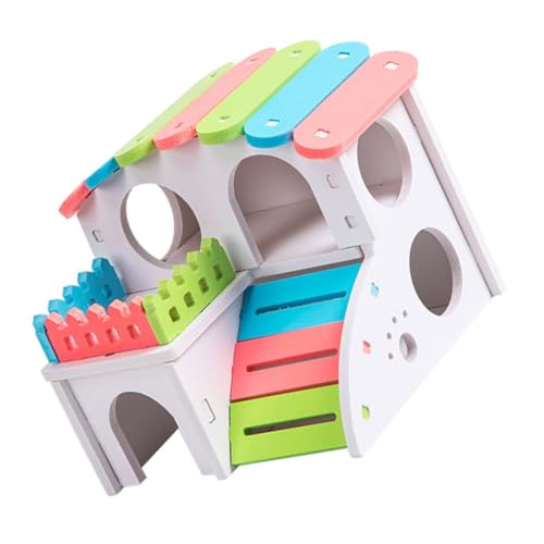 INOOMP Hamsterhaus Hamster käfig Hamster cage nager zubehör blockbohlenhaus nagerhaus Hamsterversteck Puzzle Rattenversteck kleines Haustierhaus Hamster Unterschlupf hölzern Colorful von INOOMP