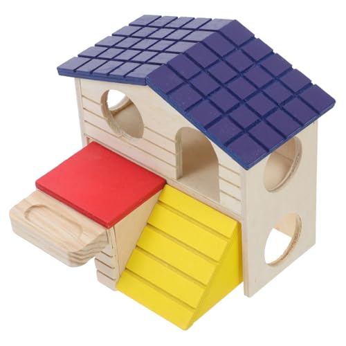 INOOMP Hamsterhaus nagerhaus kleintierhaus Hamster Unterkunft Hamster Holzversteck Hamsterburg kleines Haustiernest Chinchilla-Spielzeug spielzeuge Hamstervilla aus Holz Holzkäfig hölzern von INOOMP