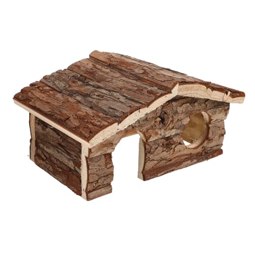 INOOMP Hamsterkäfig Kleintierlebensraum Hamsterversteck Kleintierversteckhütte Hamster Spielplatz Hamster Spielzeug kleine Tierholzhütte meerschweinchen hütten hölzern Light Brown von INOOMP