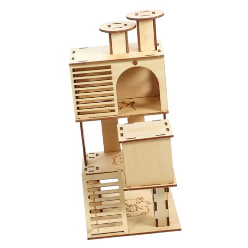 INOOMP Hamstervilla holziges Spielzeug Igelversteck Kletterleiter für Kleintiere Hamster Spielzeug hamsterspielzeug Spielzeuge Haustier Hamsterspielplatz Nesthaus für Hamster hölzern von INOOMP