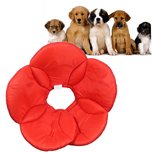 INOOMP Haustierhalsband Aus Schwammblumen Haustierzubehör Heimtierbedarf Elisabethhalsband Hundekegelhalsband Weich Haustier Hals Anti-Cover Kratzfester Blumenhals Rot von INOOMP