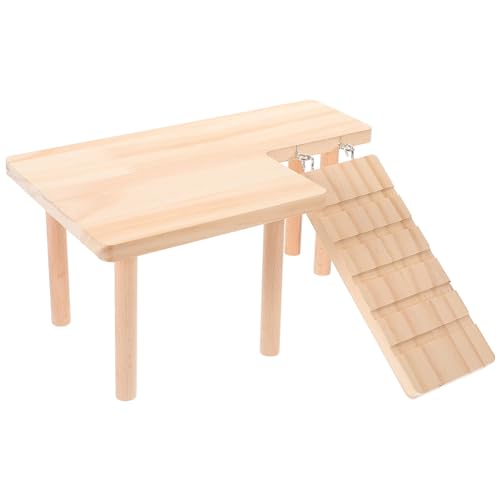 INOOMP Hölzerne Hamsterleiter-Plattformrampe Rattenbrücke Rampe Treppe Hamsterspielplatz Chinchilla-Kletterspielzeug Kleintier-Aktivitätsspielzeug Haustier-Meerschweinchen-Versteck von INOOMP