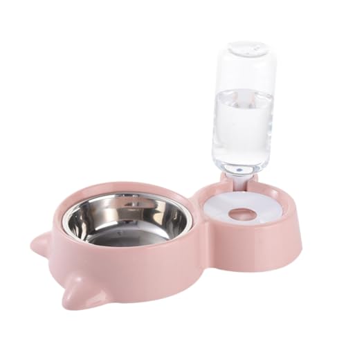 INOOMP Hundenapf automatisches Wasser Katze Hundegeschirr Erhöhte Hundenäpfe edelstahlschüsseln Stainless Steel Bowl Haustier Hundefutter USB Wasserspender Futterautomat Zubringer Rosa von INOOMP